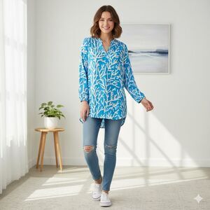 Barbara Gerwit size 1X tunic top beach casual cotton